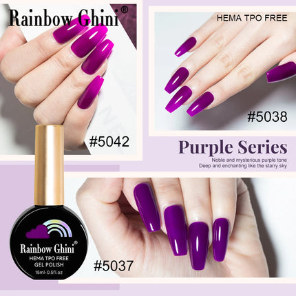 RG 15ml 17 Colors Purple Series Nail Gel Polish Semi-permanent Rich Violet Nail Polish Purple Glitter Gel Varnish For Manicure