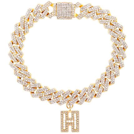 New 14MM Iced Out Cuban Chain 26 Initial Letter Anklets for Women Bling Paved Rhinestone Hip Hop Ankle Bracelet Barefoot Jewelry