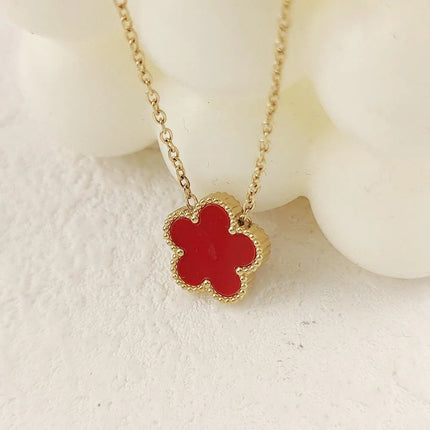 Fashlonable Womens Flve Leaf Flower Gold Plated Pendant Necklace For Women Temperament Llght Luxury Hlgh Quallty Clavicle Chain