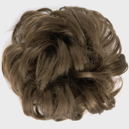 Azqueen Synthetic Messy Bun Chignon Donut Gary Brown Color Hair Bun Pad Elastic Hair Rope Rubber Band Hair Extensions