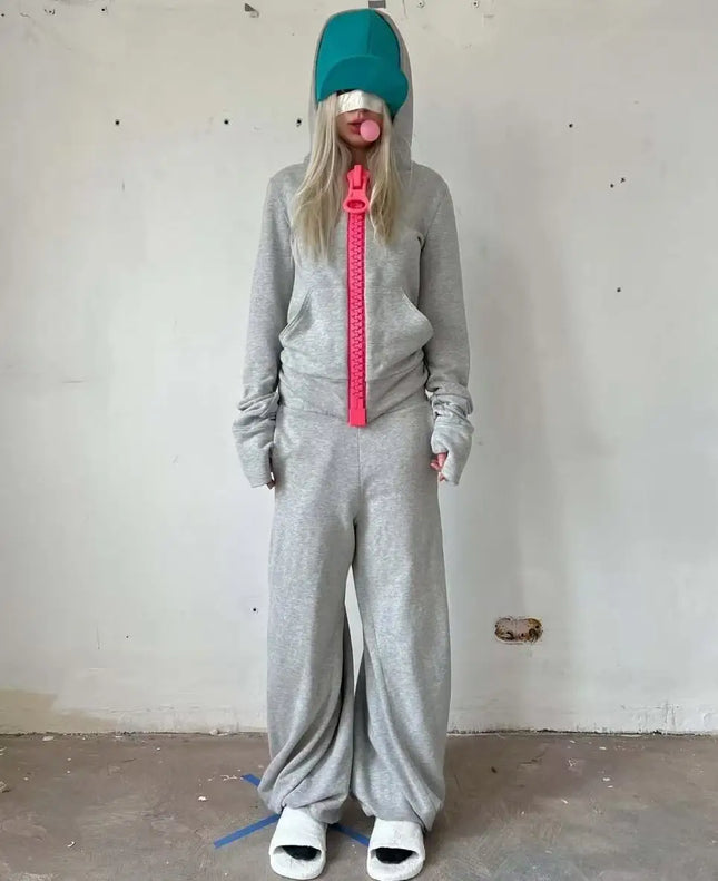 European And American Trendy Men's Large Zipper Streetwear 2026New Harajuku Hip-Hop Unisex American Loose Casual Fashion Hoodie
