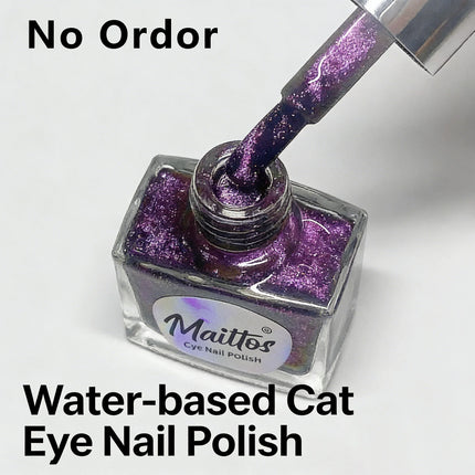 WA520 Purple12ml No-bake Cat's Eye Water-based Nail Polish, Oderless, With magnet, It dries quickly No need UV lamp, easy tear