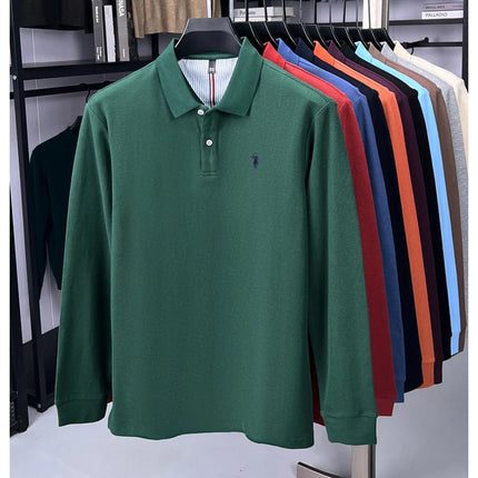 High-end brand 100% cotton long sleeve polo shirt, fashion luxury, pony embroidery, business casual comfort, new Paul men's T-shirt