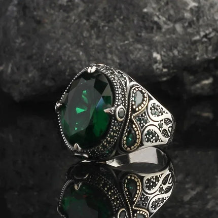2024 New Creative Cat's Eye Alloy Casting Rings for Men Tiktok Europe and America Gothic Rock All-around Eyeball Simple Jewelry