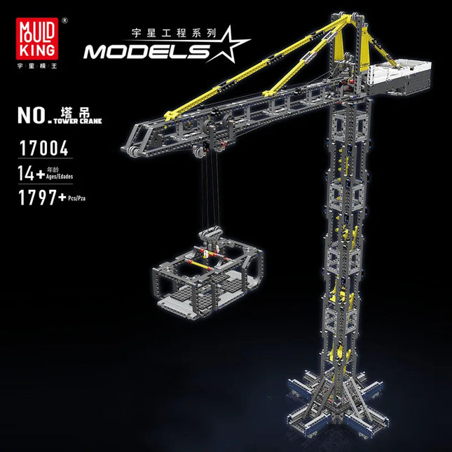 MOULD KING 17004 Technical Engineering Crane Building Sets Tower Crane Building Blocks Remote Control Car Educational Bricks Toy
