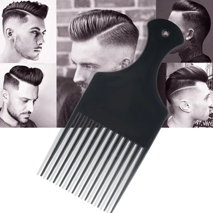 Black Insert Afro Hair Comb Plastic Wide Teeth Pick Hair Fork Comb Salon Professional African Styling Hairdressing Tool Men