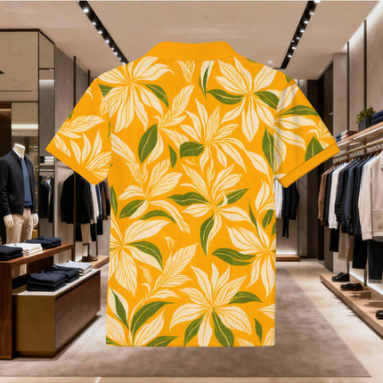 Large Men's Shirt Summer Breathable Elastic Short Sleeved Geometric Printed Casual Shirt Valentine's Day Boyfriend