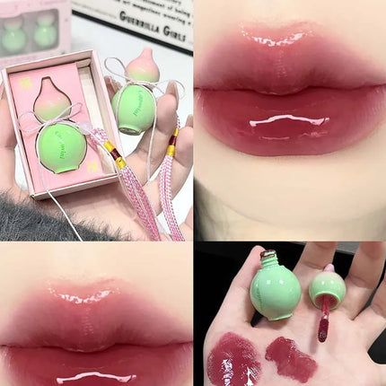 Cute Zucchini Jelly Lip Gloss Mirror Watery Gloss Liquid Lipstick Hydrating Lasting Moisturizing Tender Pink Student Lips Makeup