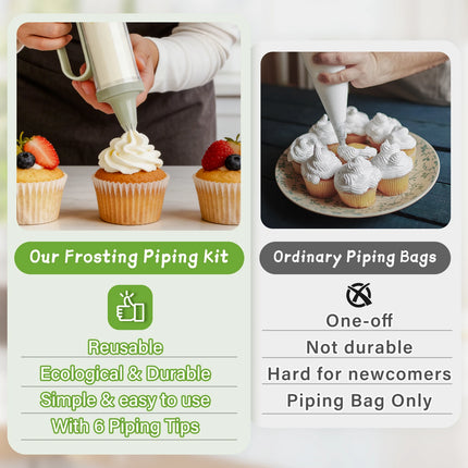 Plastic Cream Squeezer Piping Set Kitchen Cake Dessert Decorating Piping Tool with 6 Piping Nozzles