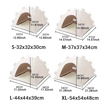 Portable Cat Tent Bed Breathable Oxford Pet House with Double-sided Mat Summer Cooling Cat Cave for Indoor Outdoor Cats Dogs