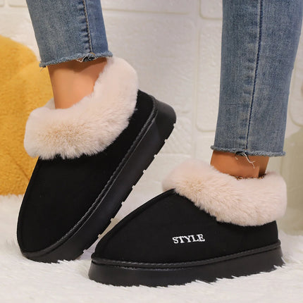 Women's Winter Fur Shoes Male Ankle Boots Platform Slippers Home Warm Fashion Outdoor Basis Thick Wool Wool Short Boots