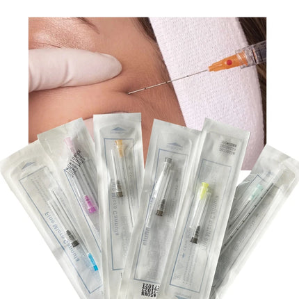 A Box of 50pcs Micro Tip Blunt Cannula for Lip/Nose Filler 22G 50mm 25G 50mm 27G 38mm Disposable Stainless Steel Blunt Needles