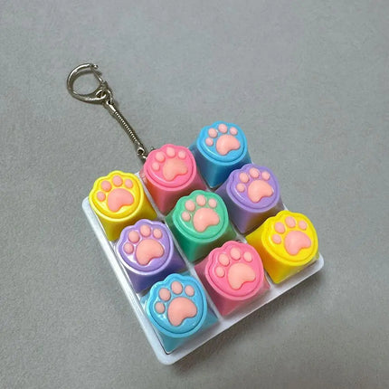 Cat Pawl Decompression 9 Keyboard Key Toy For Adults Antistress Toys Boys Girls Anti Stress Finger Keyboard Games Keychain