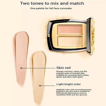 Maogeping Beauty Professional Double Color Concealer Palette High Coverage Moisturizing Concealer Makeup 3g