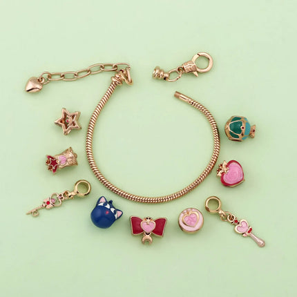 Anime Cartoon Moon Tsukino Usagi Enamel Keychain Necklace for Women Girl Magic Brooch Aino Minako Pin Cosplay Jewelry Gift
