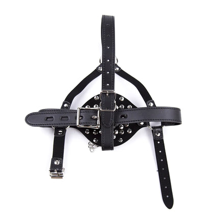 Fetish Head Harness with Mouth Gag & Removable Cover Drool Gag BDSM Slave Bondage Gear Adult Sex Toy for Role Play Games Tool