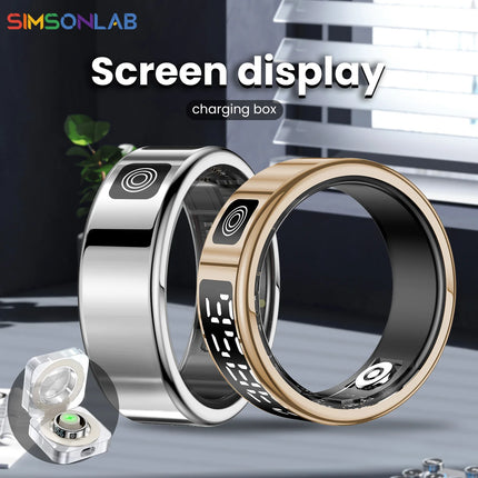 New Smart Ring SR08 LED Display Sleep Health Monitoring 5ATM Waterproof Charging Case Multi Sports Modes Ring For Men Women Gift