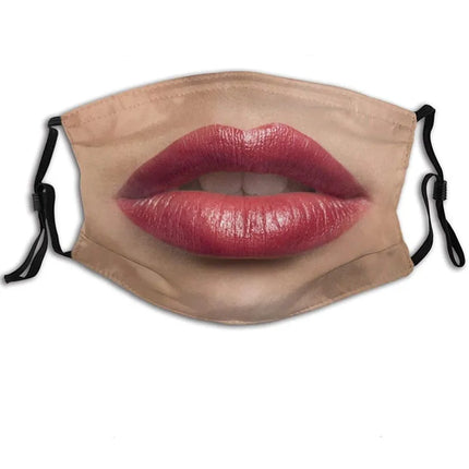 Personalized Social Funny 3D Facial Expression Masks Women Men Prom Party Ride Breathable Mouth Face Mask Creative Printed Masks