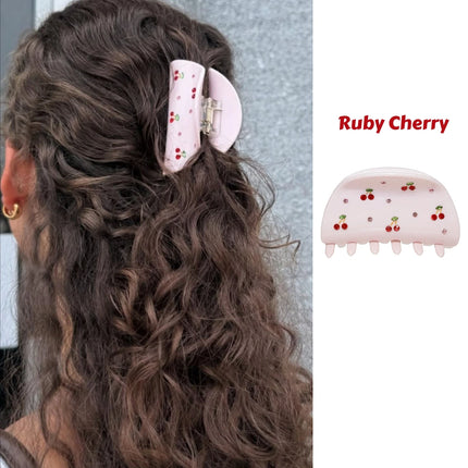 Cute Cherry Hair Clips for Women Girls Rhinestone Fruits Floral Bow Butterfly Acetate Hair Claws Shark Clip Hair Accessories