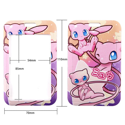 Anime Characters Card Holder Cute Gengar Lanyard Keychain ID Credit Bus Card Cover Hang Rope Lariat Lanyard Key Rings Fans Gifts