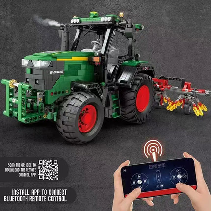 22015 Remote Control Building Blocks Engineering Vehicle Tractor Assembly Model Educational Toy Desktop Ornament Adult Gift