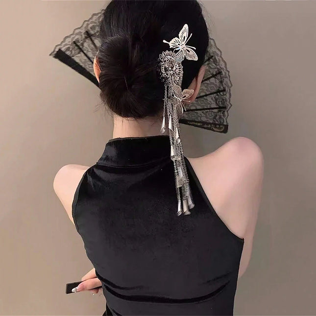 1pc Fashion Butterfly Tassel Tassel Hair Accessories Exquisite Sweet Metal Hairpins Holiday Party Elegant Hair Clips Hair Sticks