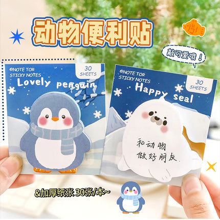 Ins Cartoon Cute Animal Sticky Note Student Special-shaped Penguin Note Book Can Paste Messages and Notes N Times Memo Pad