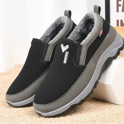 Men's Tennis Shoes Warm Breathable Soft-Soled Non-Slip Casual Shoes Plus Velvet Comfortable Slip-On Walking Winter Vulcanized Shoes
