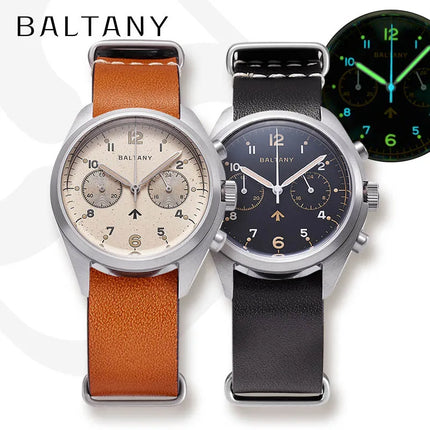 Baltany 39mm Quartz Watch Man S5044 Military Chrono RAF 6BB Homage Watch Multifunction Stainless Steels Chronograph Watches