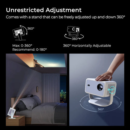 LynCast 4K L018 Projector 800ANSI Native 1080P Auto Focus & Keystone 360° Rotate Android 14 BT5.4 WIFI6 Portable Home Theater