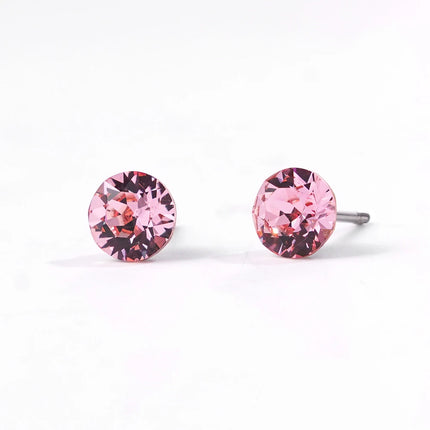(Wholesale) Stainless Steel Stud Earrings Genuine Crystals from Austria for Women Girls Wedding Party Jewelry 4/6/8mm
