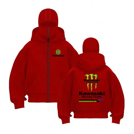 Kawasaki brand hoodie plush double top hat unique design hooded sweatshirt men's quality autumn and winter new loose series