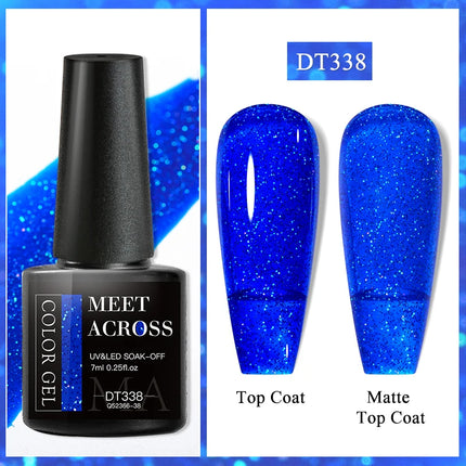 MEET ACROSS 7ml Rubber Base Gel Glitter Nude Pink White 2 In 1 Gel Nail Polish Nail Art Varnish For Nails Winter Autumn Manicure