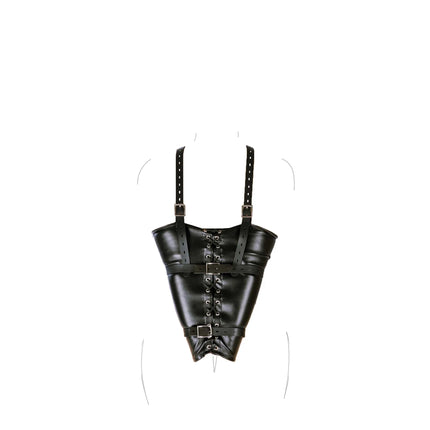 BDSM Bondage Arm Binder,Behind Back Straight Jacket,Leather Armbinder Restraint SM Toy,Slave Lockable Glove With Shoulder Straps