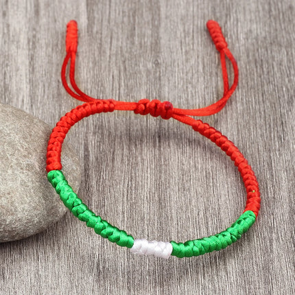 Handmade Countries Flag Color Bracelet Green White Red Rope Italy Mexico Ireland Bangles Adjustable Size Bracelets Couple Gift