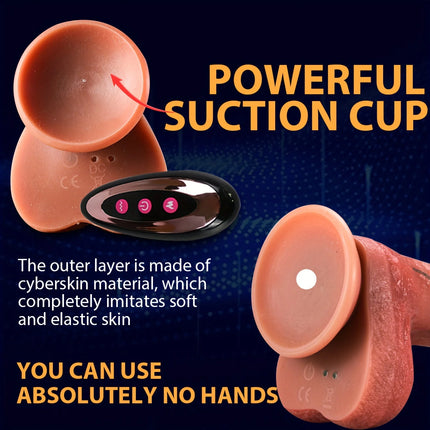 9inch Realistic Silicone Dildo Vibrator with Thrust Function G-Spot Anal Butt Plug 10 Thrust Modes 10 Vibration Settings for Ple