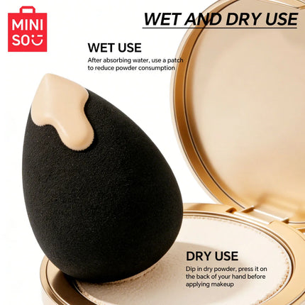 MINISO Soft Skin friendly Water Drop Makeup Egg - Black Makeup Sponge Suitable for Liquid Makeup Egg Wet and Dry Use