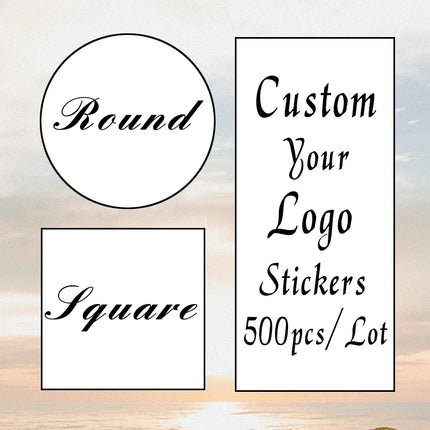 500pcs / Set Custom Stickers Personal Design Square Round Waterproof Logo Stickers for Wedding Company Christmas Gift Packaging