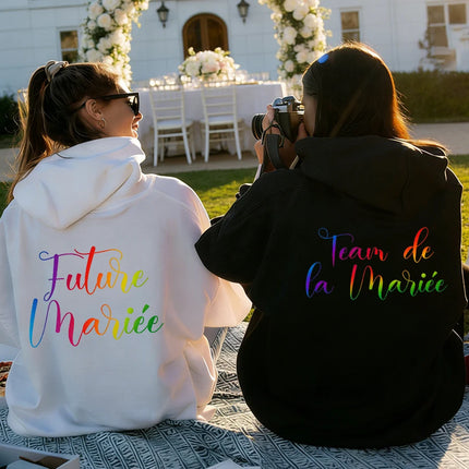 French Girls Single Farewell Hoodies Ideal Bachelorette EVJF Gift for Bride & Bridesmaids Streetwear Pullovers for Wedding Party