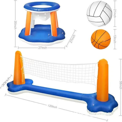 2-in-1 Inflatable Water Volleyball & Basketball Set: Poolside Fun for Family  & Outdoor activities,pool,party,sport toy,summer