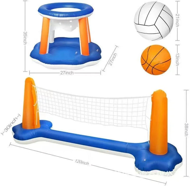 2-in-1 Inflatable Water Volleyball & Basketball Set: Poolside Fun for Family  & Outdoor activities,pool,party,sport toy,summer