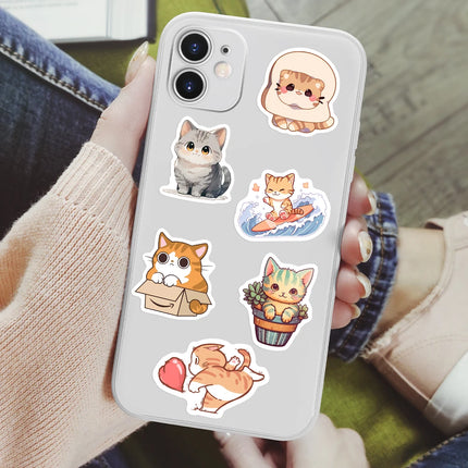 Cute Cartoon Cat Kitten Stickers Funny Toys Gift Decorative Decal for Laptop Phone Scrapbook Journal Bottle Luggage Waterproof