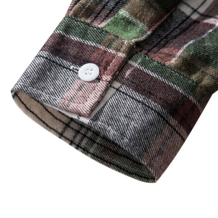 Autumn Hot Sale Of The Season Men's Plaid Hooded Casual Shirt Independent Station Cross-Border Checkered Hoodie Style Floral Patchwork