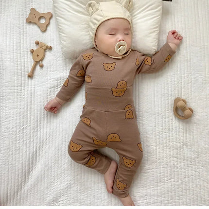 Newborn Kid Girl Underwear Clothes Set Pure Cotton Baby Boy Long Sleeves Outfit Cute Toddler Infant Clothing Two Piece Sleepwear