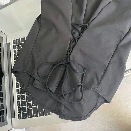 White Shirt Women Tops Korean Long Sleeve Blouses Lace Up Button Up Shirt Office Lady Black Fashion Slim Turn-Down Collar Blouse