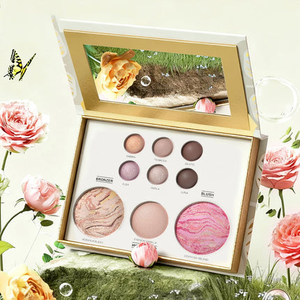 All-in-one Makeup Palette with Eye Shadow, Contouring, Blush, Highlighter, and Eyelid Brightening in One; Versatile Makeup