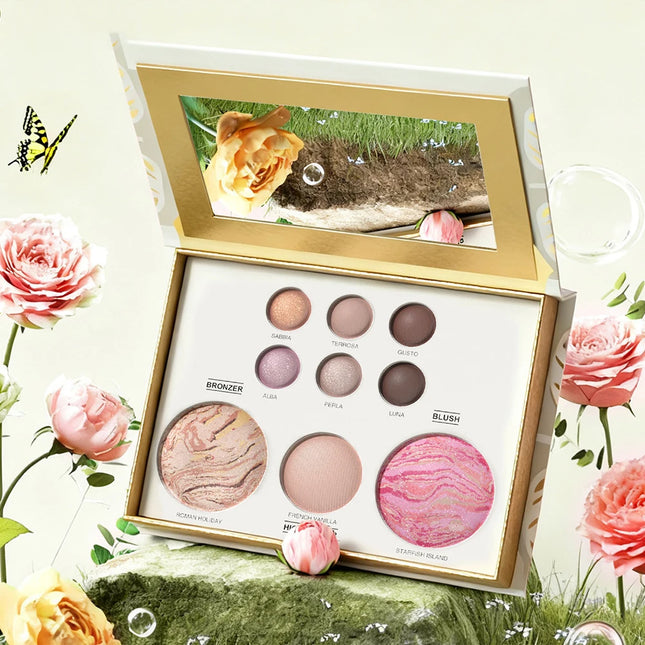All-in-one Makeup Palette with Eye Shadow, Contouring, Blush, Highlighter, and Eyelid Brightening in One; Versatile Makeup