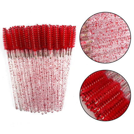 Lanjinglin 50/100Pcs Makeup Eyelash Brushes Crystal Eyebrow brush Diamond Handle Mascara Wand Applicator Lashes Extension Tools
