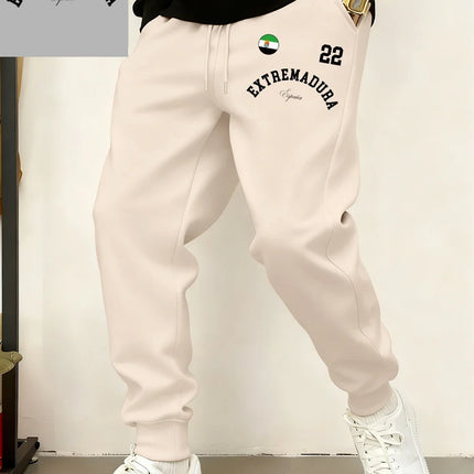 Extremadura España Flag Printed Sweatpants Mens Casual Loose Trousers Winter Fleece Warm Jogger Pants Basics Pocket Male Clothes