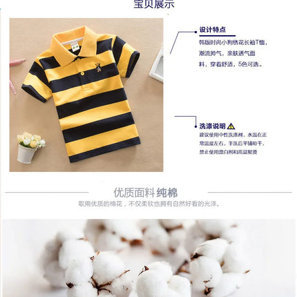 Children's clothing short sleeved T-shirt summer clothes boys and girls striped polo shirt elastic cotton round neck T-shirt 0-1